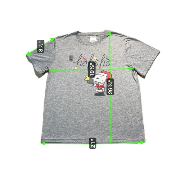 Peanuts Snoopy Ho Ho Ho Christmas T-Shirt Men’s Large Gray Holiday Tee - Picture 4 of 5